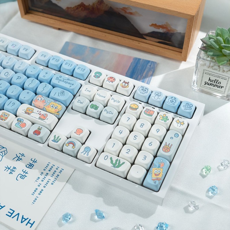 Accessories For New Laptop - Cute SpongeBo SquarePants Mechanical Keyboard Blue