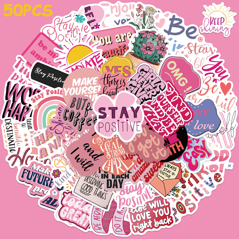 50pcs Pink Inspirational Phras - đánh giá và giá Laptop Accessories Decoration