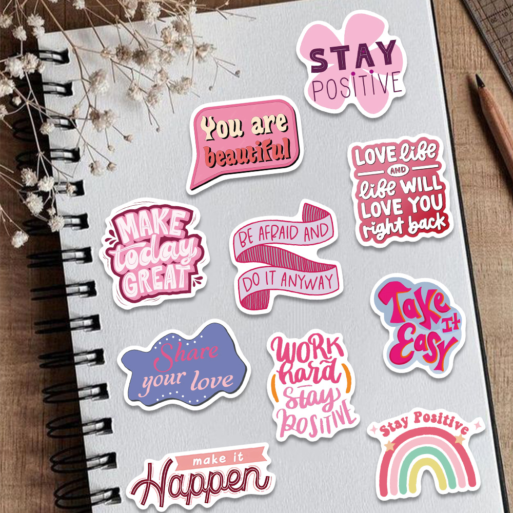 50pcs Pink Inspirational Phras - đánh giá và giá Laptop Accessories Decoration
